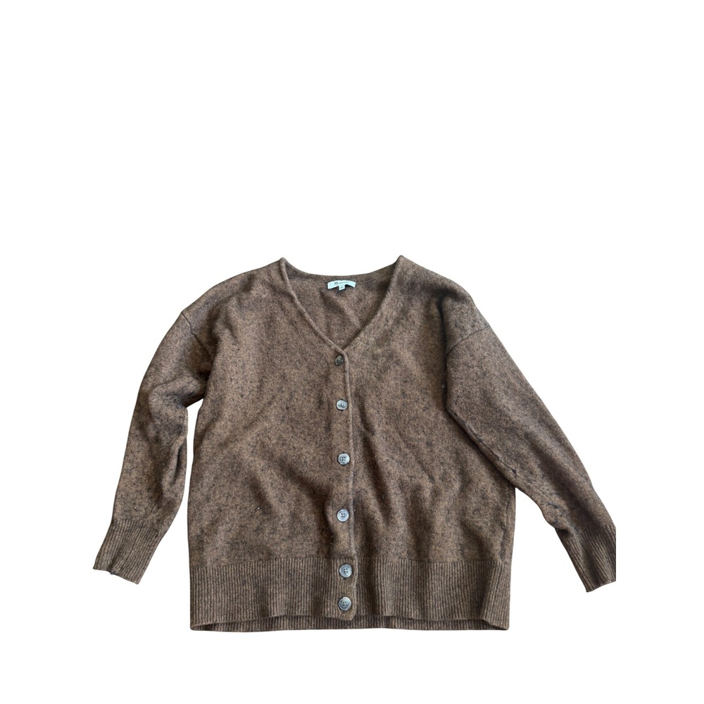 Madewell Womens Brown Merino Wool Blend V-Neck Button Front Cardigan Sweater M